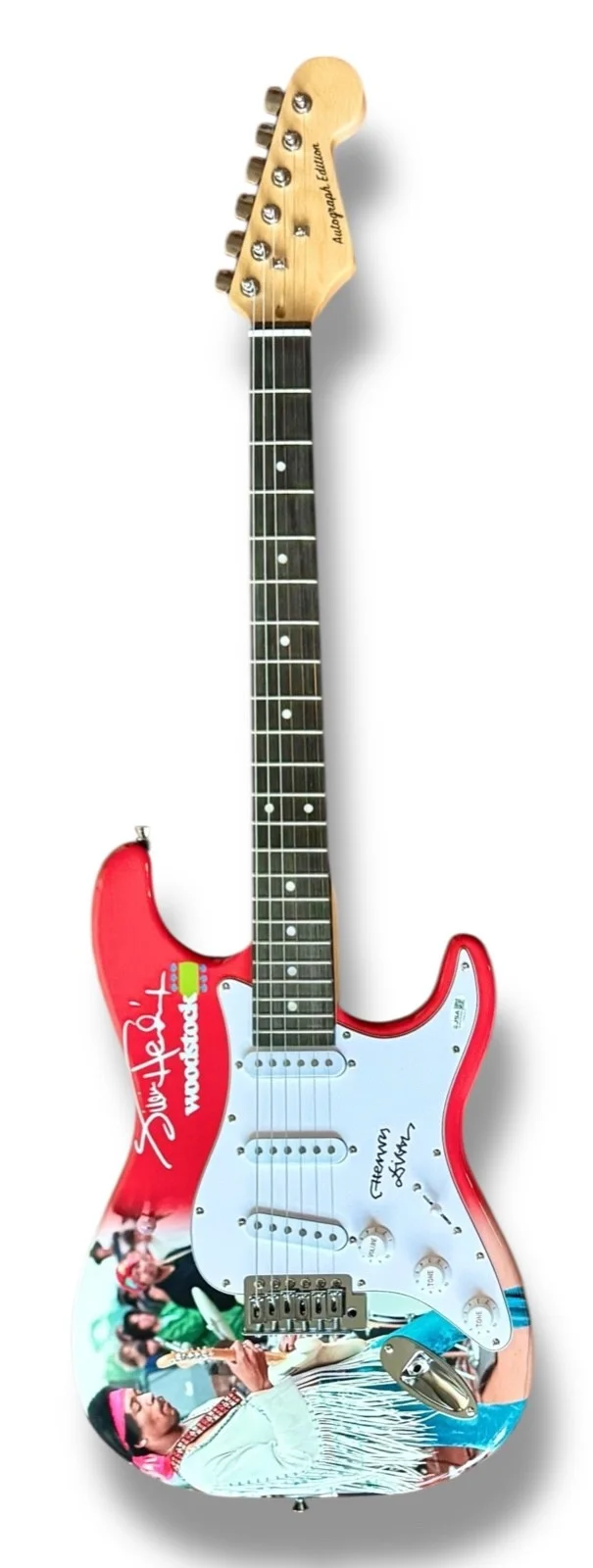 Henry Diltz Signed Guitar Custom Graphics JSA COA Jimi Hendrix Woodstock Doors, изображение 3