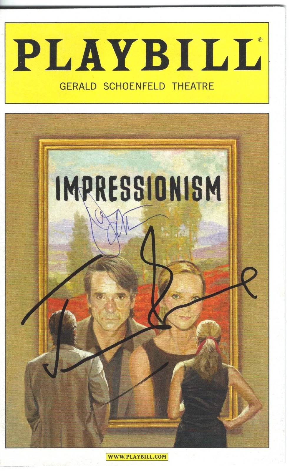 Jeremy Irons & Joan Allen — Jeremy Irons & Joan Allen signed Impressionism Playbill - Broadway Show