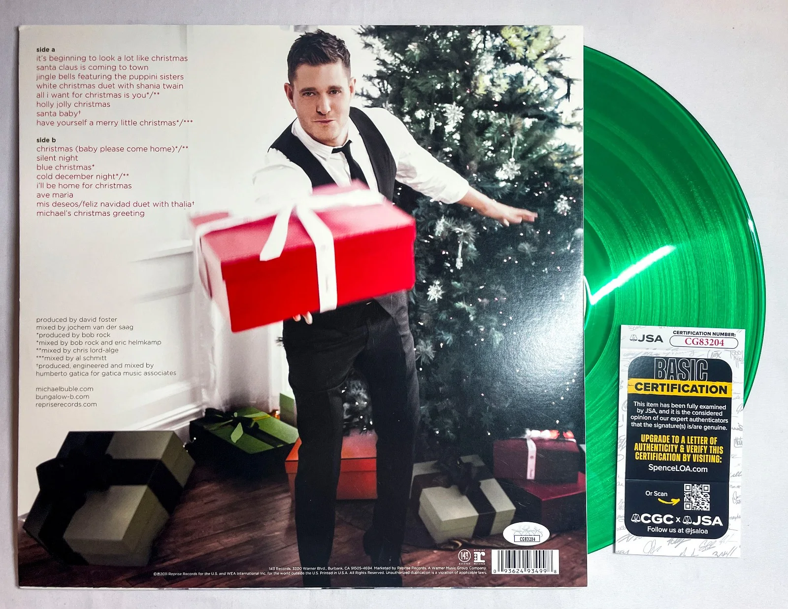 Michael Buble Signed Autographed CHRISTMAS Green Vinyl Album EXACT Proof JSA, image 4