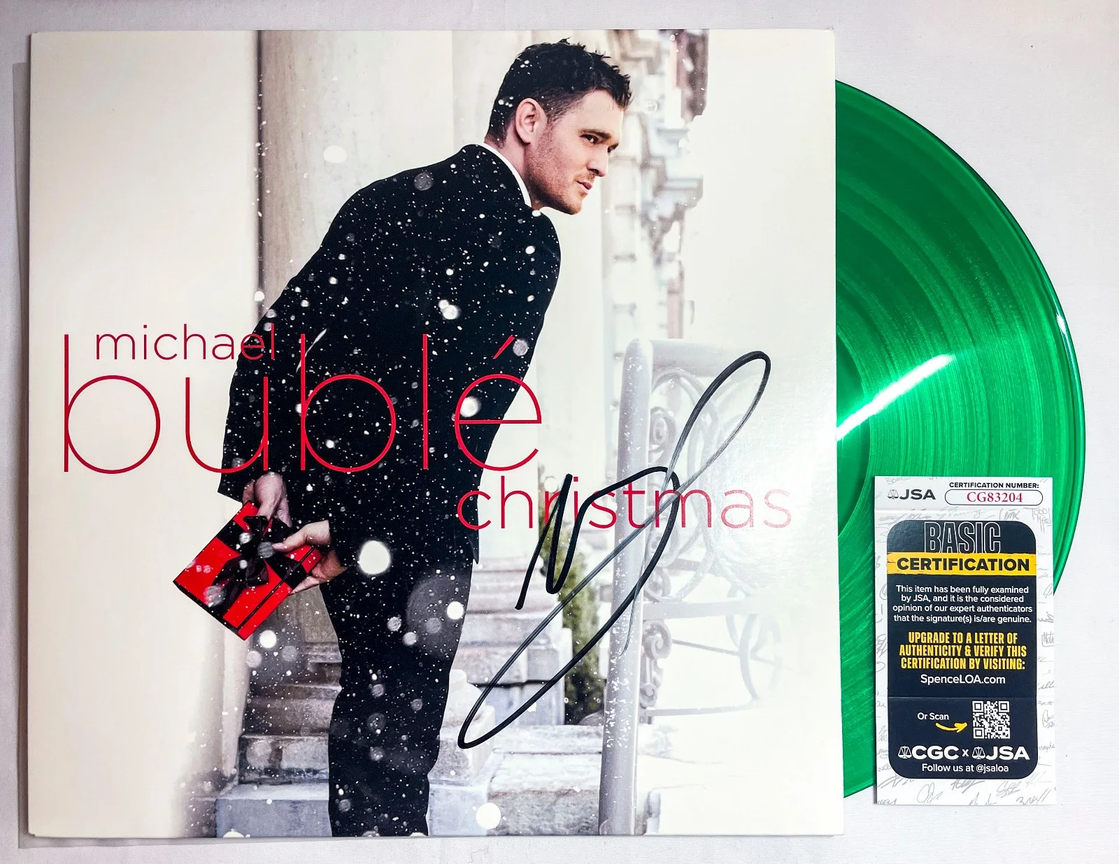 Michael Buble Signed Autographed CHRISTMAS Green Vinyl Album EXACT Proof JSA, image 5