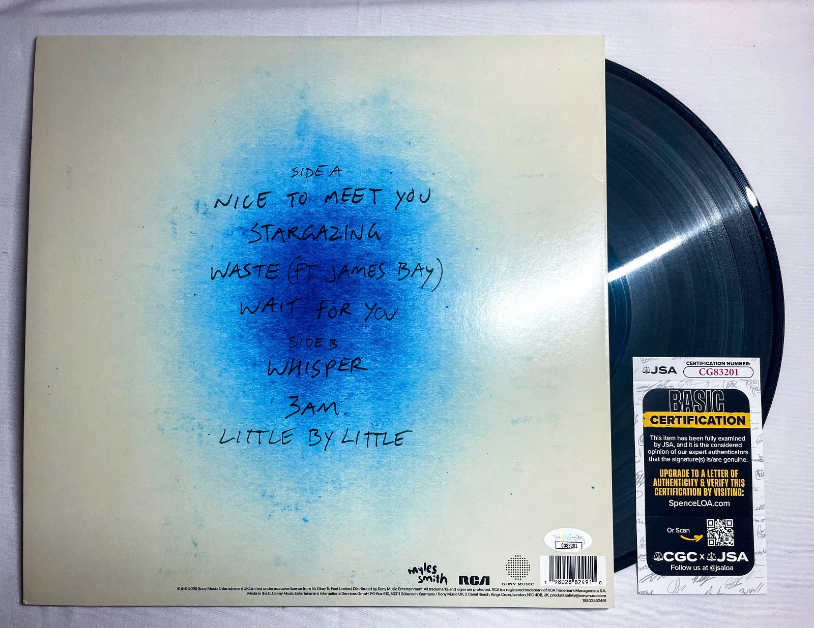 Myles Smith STARGAZING Signed Autographed A MINUTE Vinyl Album EXACT Proof JSA, изображение 4