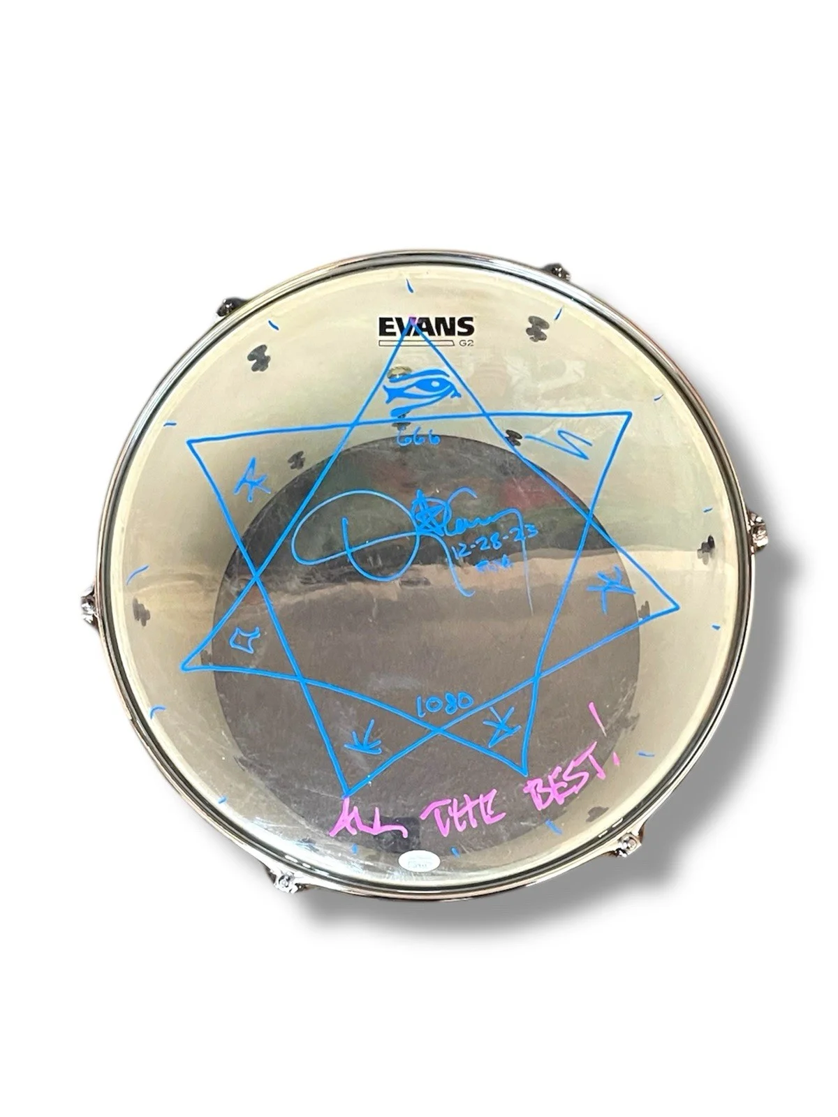 Danny Carey Tool Signed Stage Used 16”Drum Autographed Sketch Drumhead JSA COA, image 3