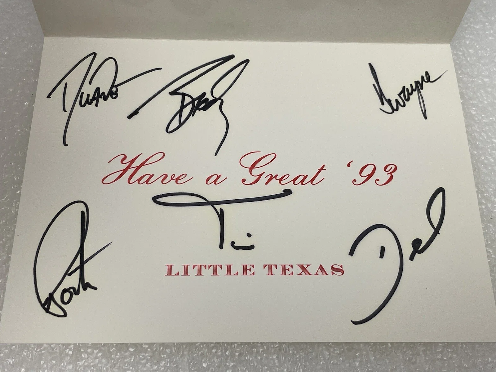 LITTLE TEXAS AUTHENTIC AUTOGRAPHED SIGNED CHRISTMAS CARD COUNTRY MUSIC 1990's, image 2