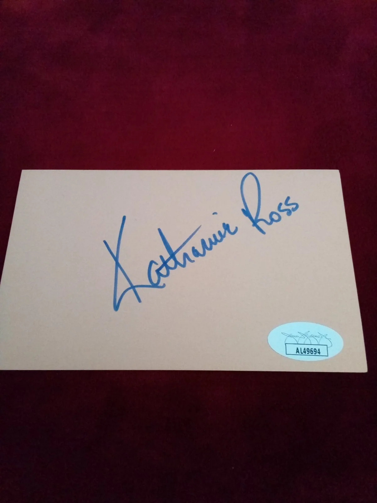 Katherine Ross — Katherine Ross Signed Index Card JSA Certified Autograph -1 #, image 2