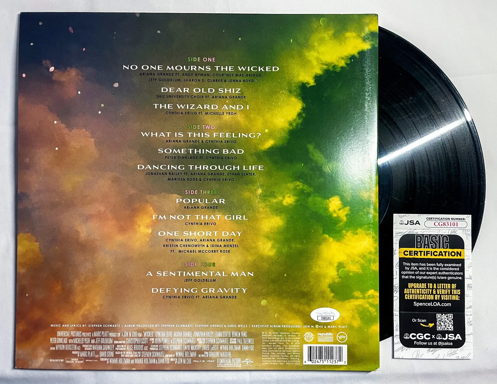 Cynthia Erivo Elphaba Signed ON COVER WICKED Vinyl Album EXACT Proof JSA good, изображение 4