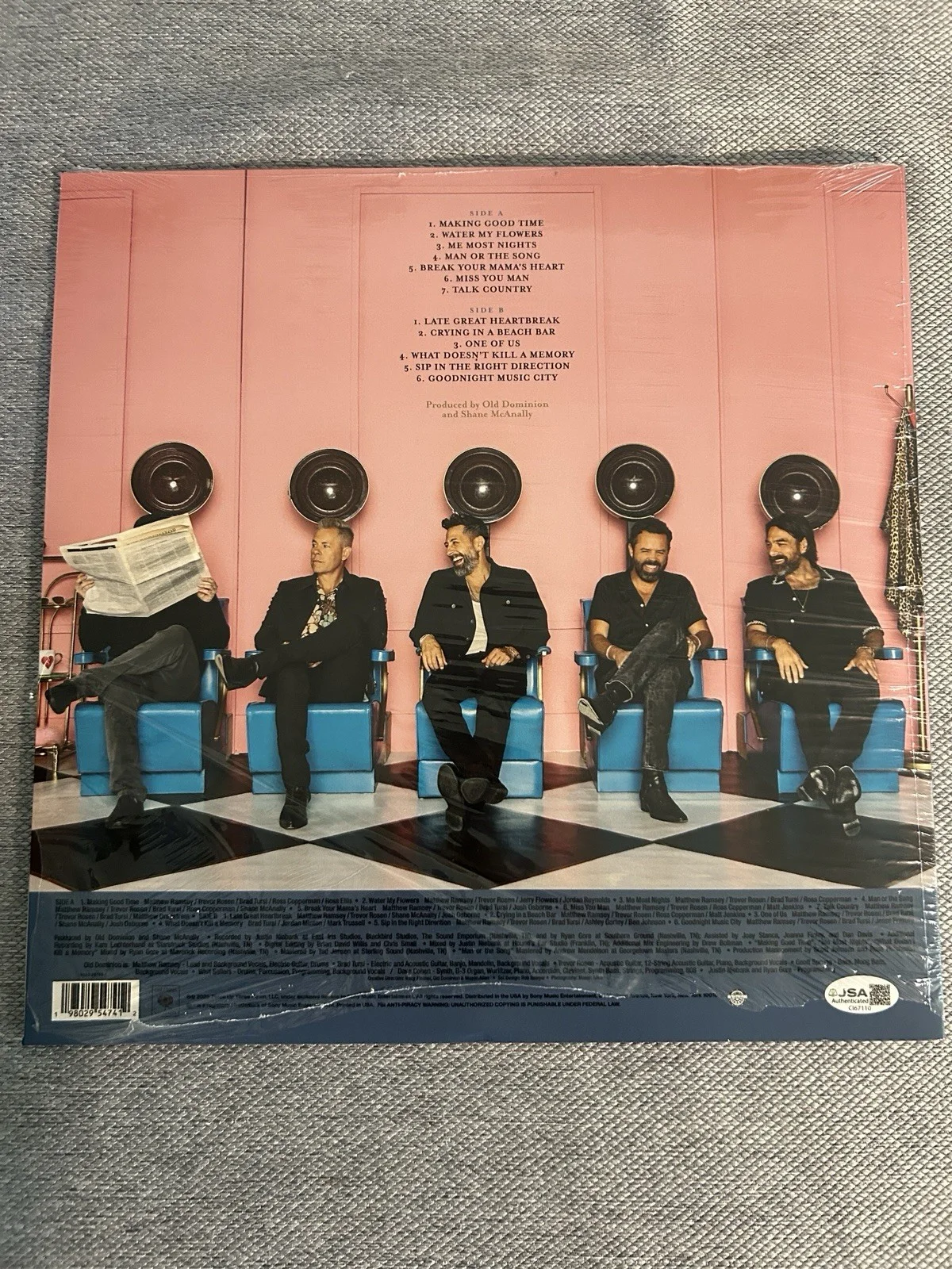 Old Dominion Band HAND Signed X5 Barbara Album Pink Vinyl Record W/JSA/COA, изображение 5