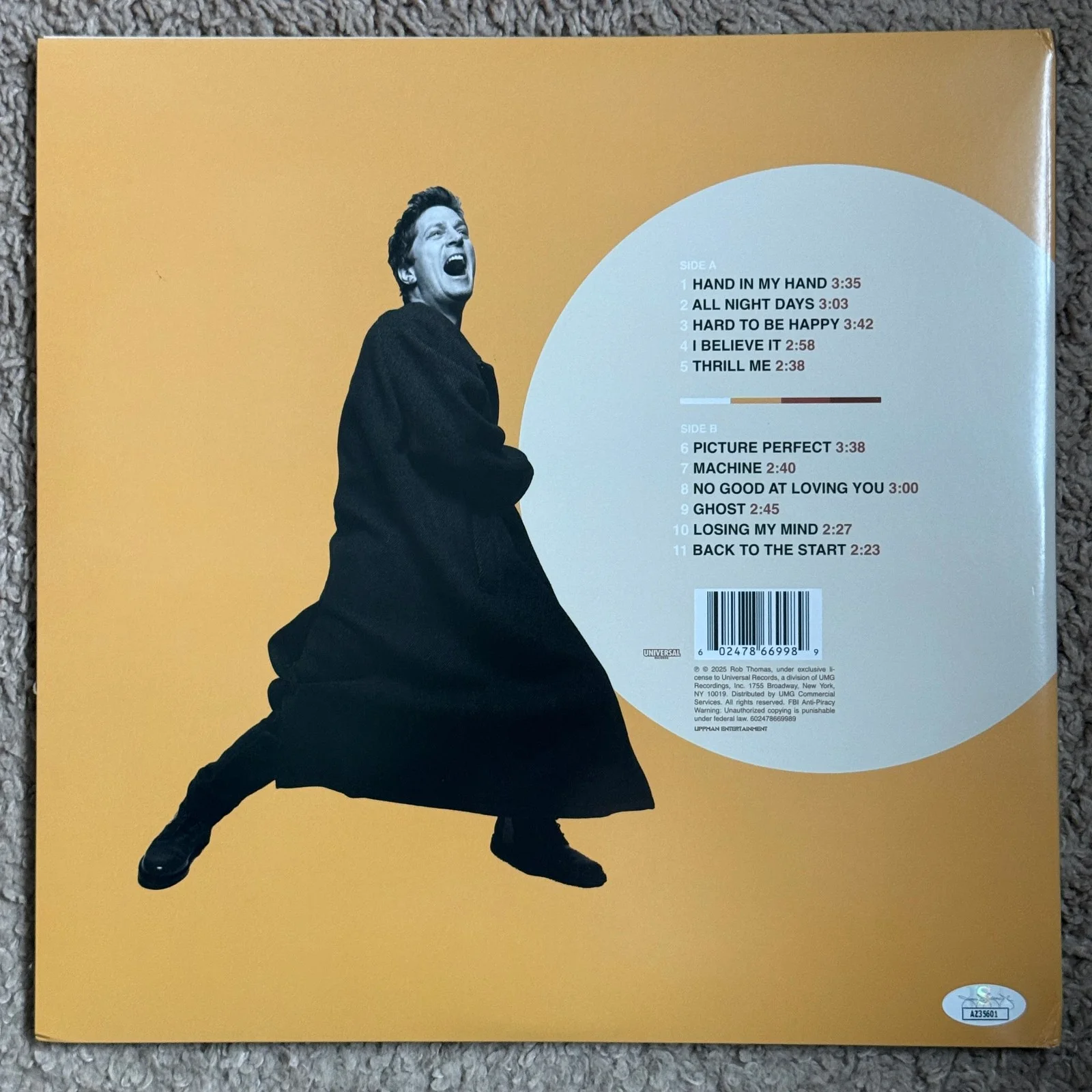 Rob Thomas signed Vinyl Record Album JSA COA Matchbox Twenty Music Auto Z2441, изображение 4