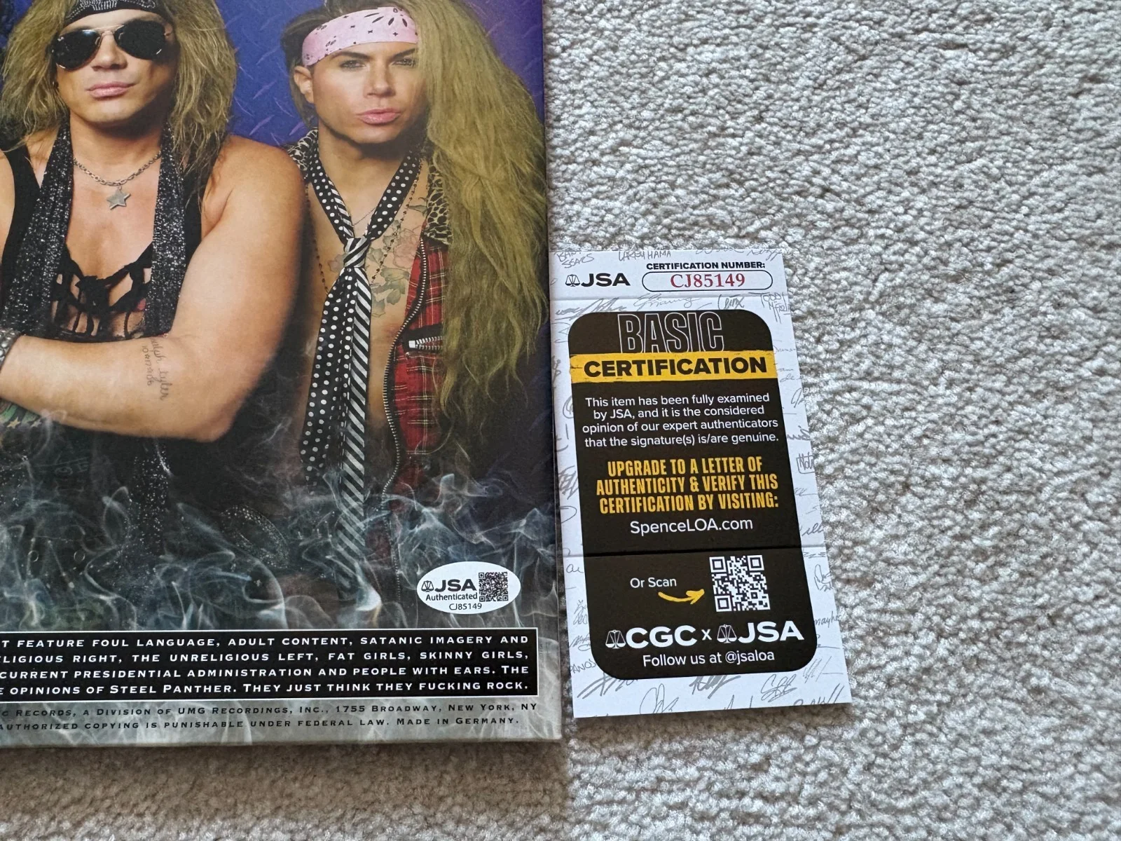 Steel Panther signed vinyl album exact proof JSA COA auto Feel The Steel, изображение 4
