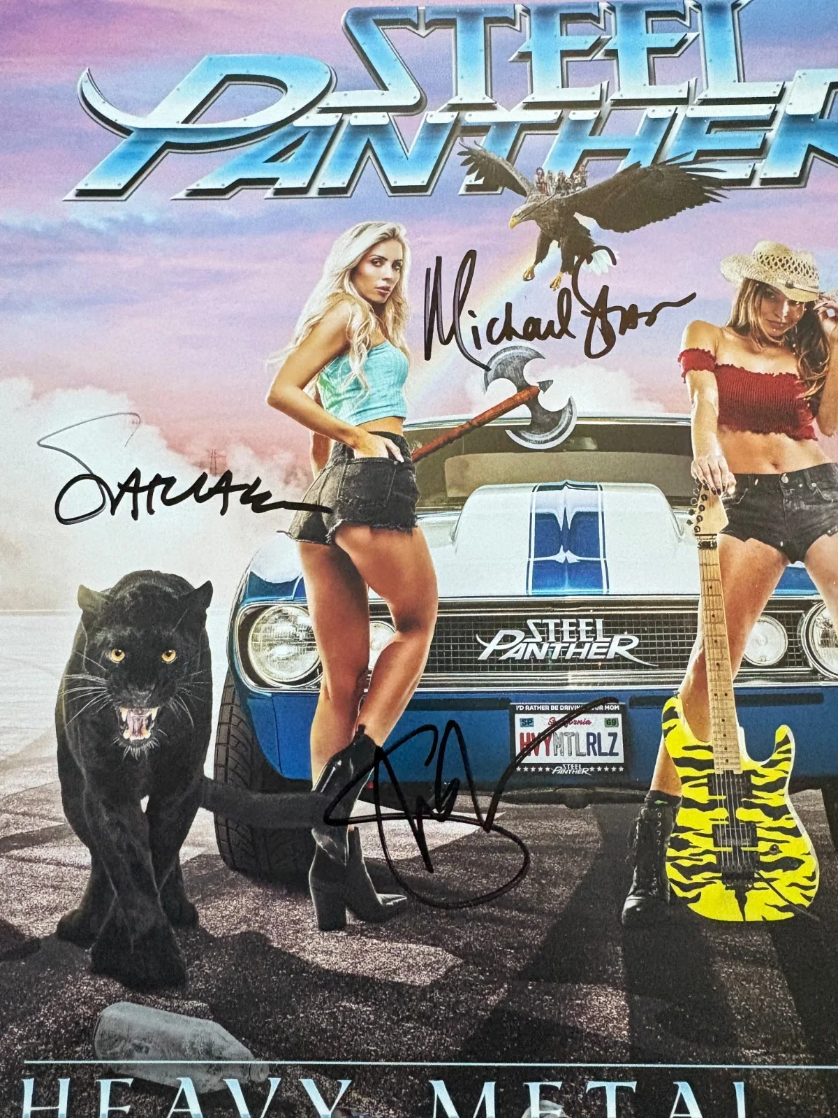 Steel Panther signed vinyl album exact proof JSA COA auto Heavy Metal Rules, image 2