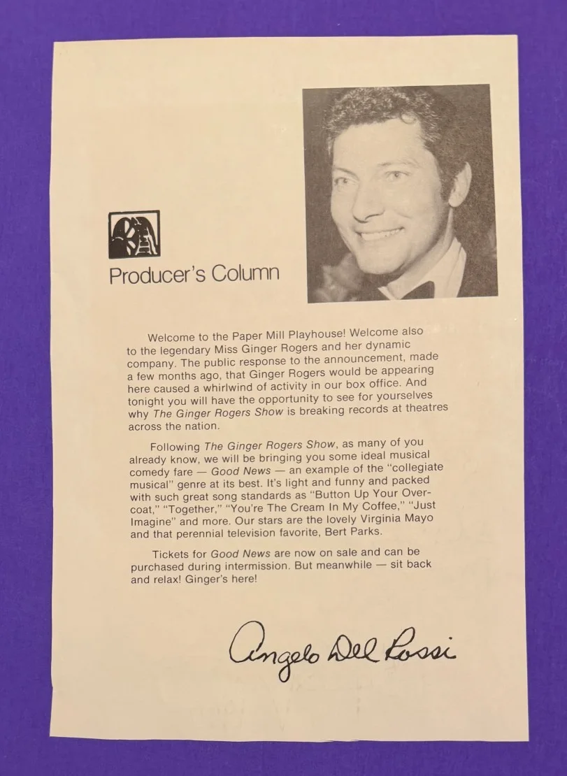 Ginger Rogers — GINGER ROGERS ~ Autographed/Signed 5.25" x 8" Program Page ~ No COA, image 3