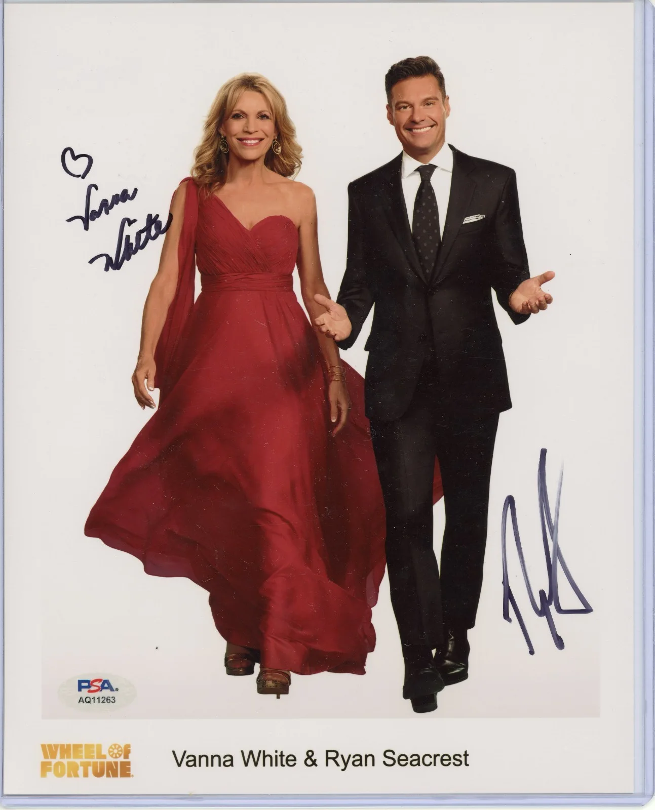 Ryan Seacrest & Vanna White — Vanna White Ryan Seacrest Wheel of Fortune Dual Signed 8x10 Photo PSA DNA COA *3