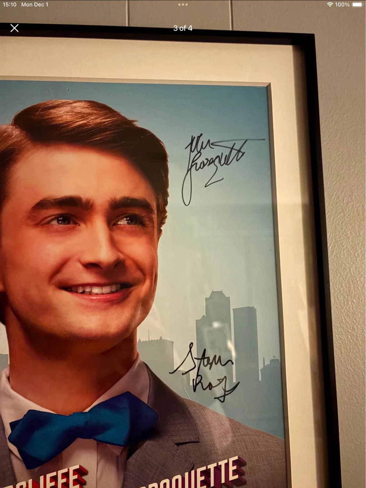 Daniel Radcliffe How To Succeed In Business Official Broadway Signed Windowcard, image 3