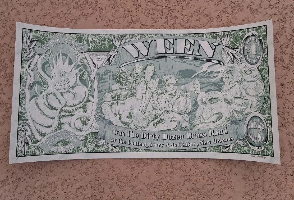 Ween Allen Jaeger Signed AP Concert Poster Rare Dirty Dozen Brass Band NOLA 2007, изображение 5