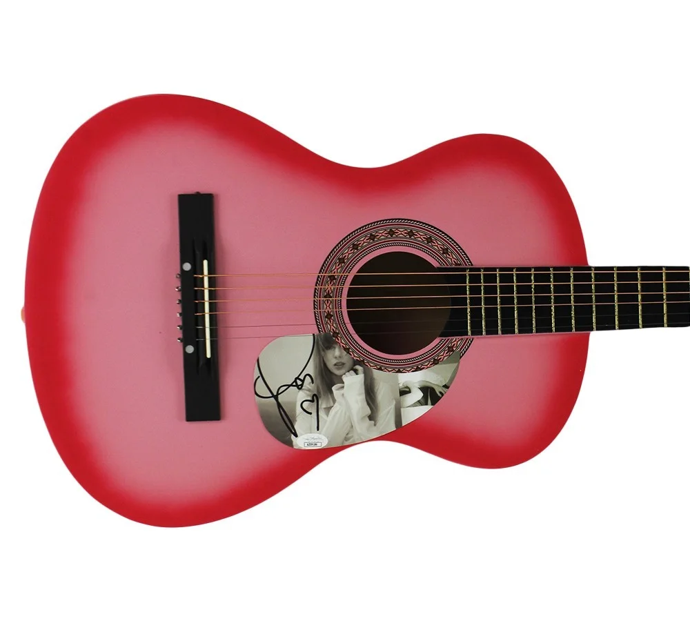 Taylor Swift Signed 38" Pink Acoustic Guitar, image 2