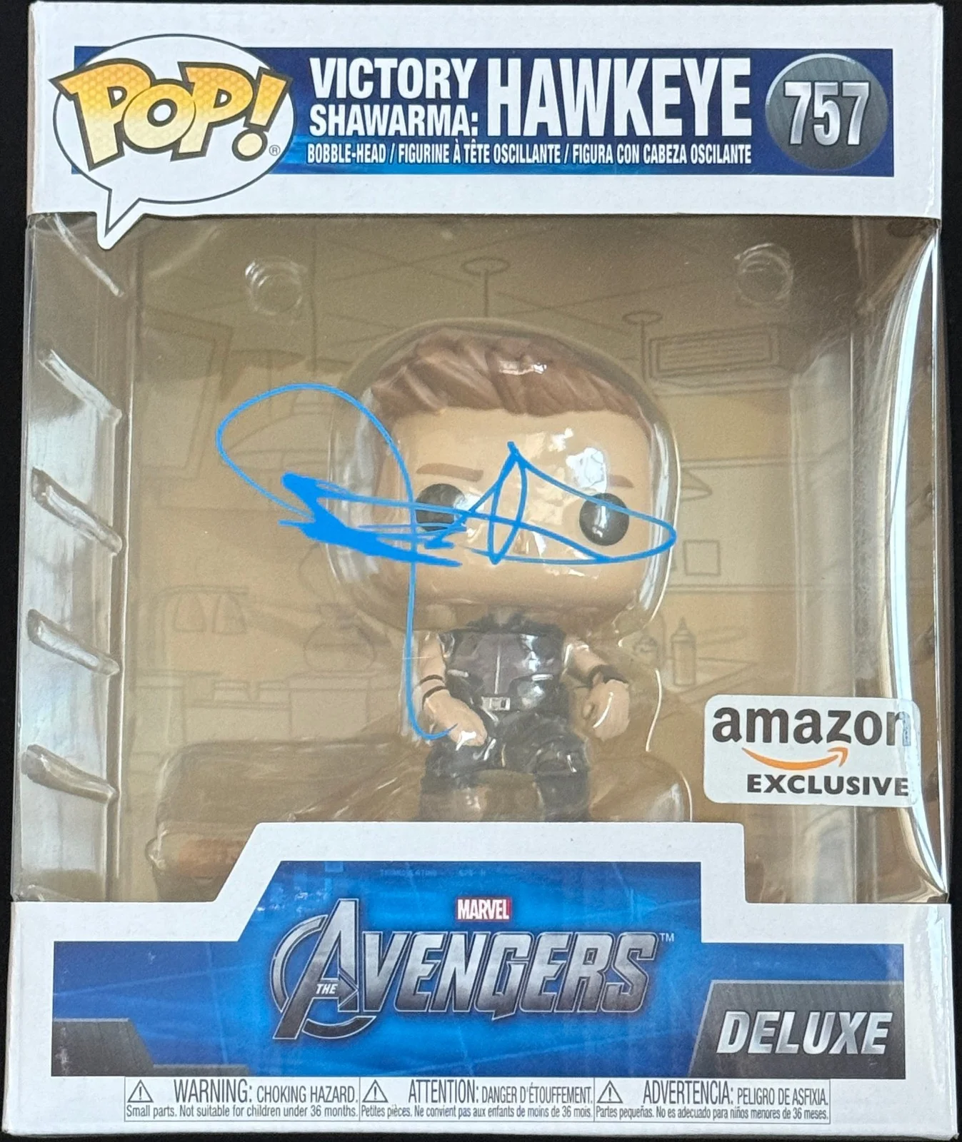 Jeremy Renner signed Hawkeye Jumbo Funko Pop #757 JSA COA Avengers Auto Z2433, изображение 2