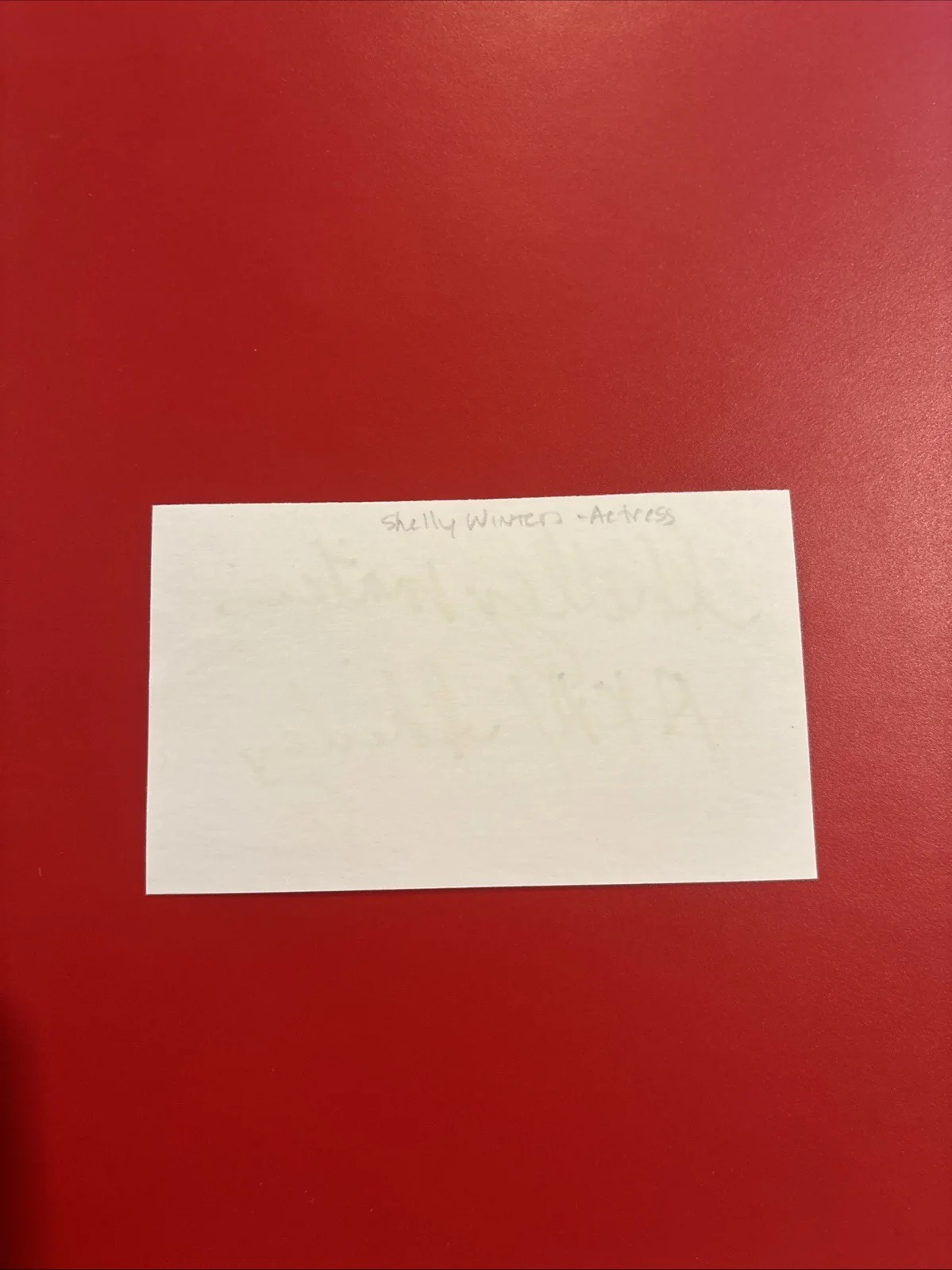 Shelly Winters — Shelly Winters AUTOGRAPHED 3X5 INDEX CARD, image 2