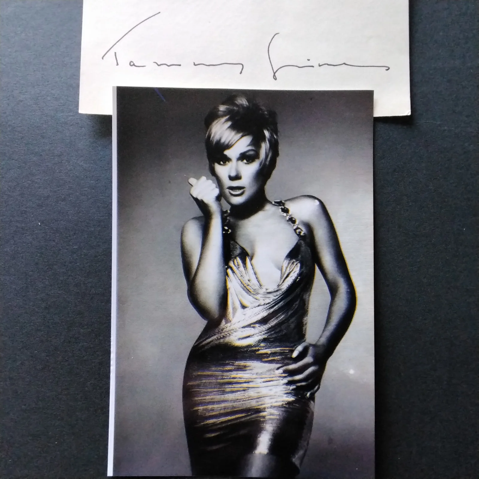 Tammy Grimes SIGNED Card Movie Stage Actress Last Unicorn Unsinkable Molly Brown, image 2