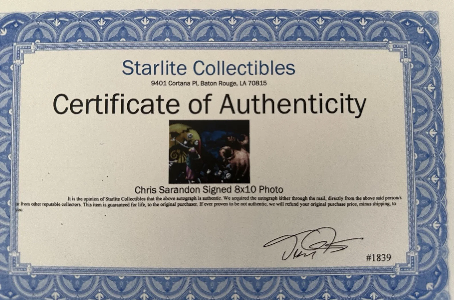CHRIS SARANDON — CHRIS SARANDON SIGNED JACK SKELLINGTON 8X10 PHOTO NIGHTMARE BEFORE CHRISTMAS, изображение 2
