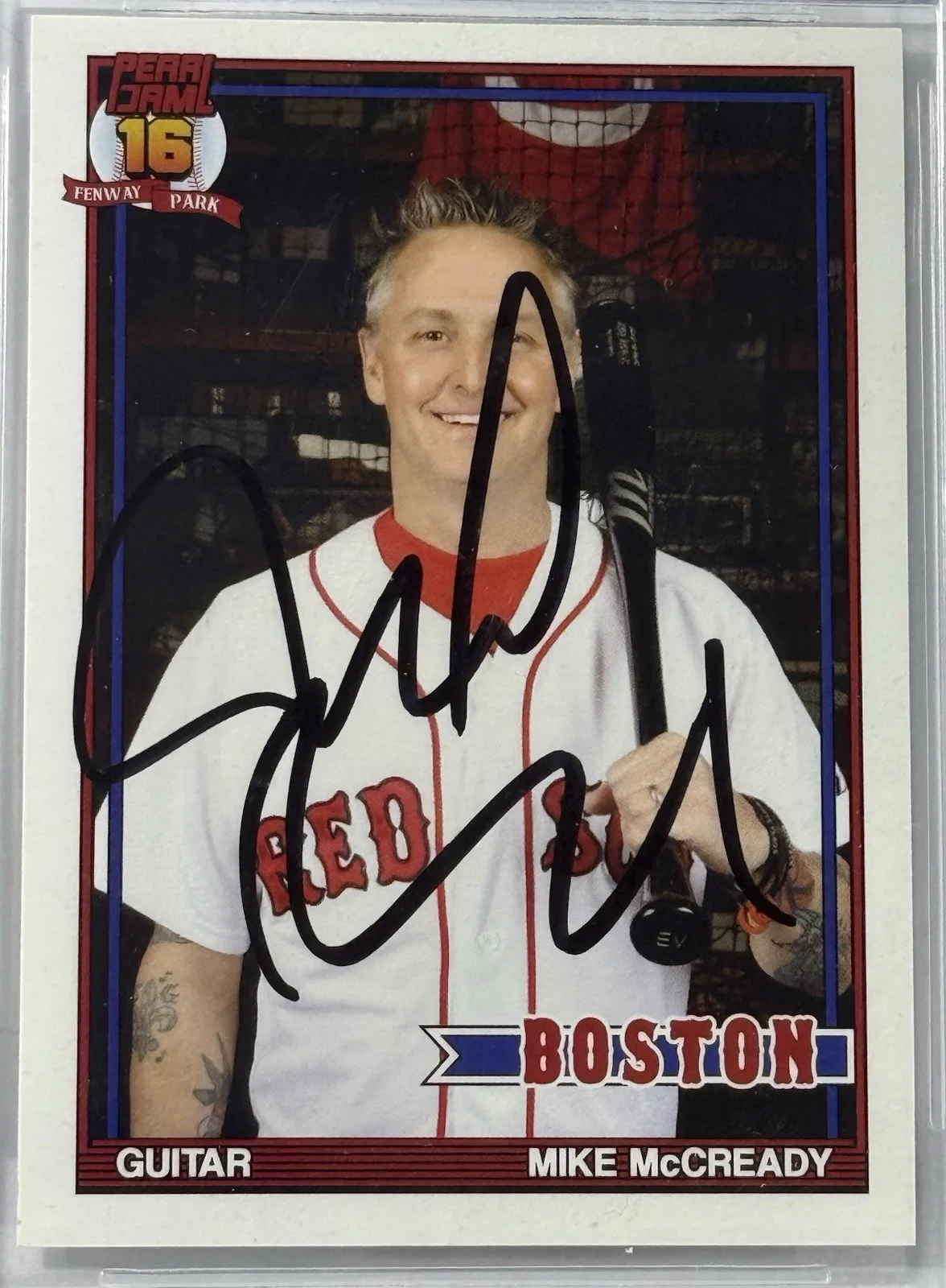 Mike Mccready signed Pearl Jam Card 2016 Boston Fenway in uniform beckett coa, изображение 2