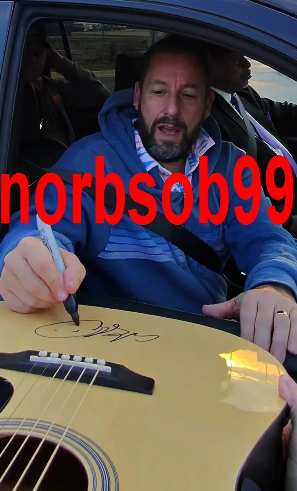 ADAM SANDLER SIGNED AUTOGRAPH ACOUSTIC GUITAR w/EXACT VIDEO PROOF & BECKETT COA, image 4