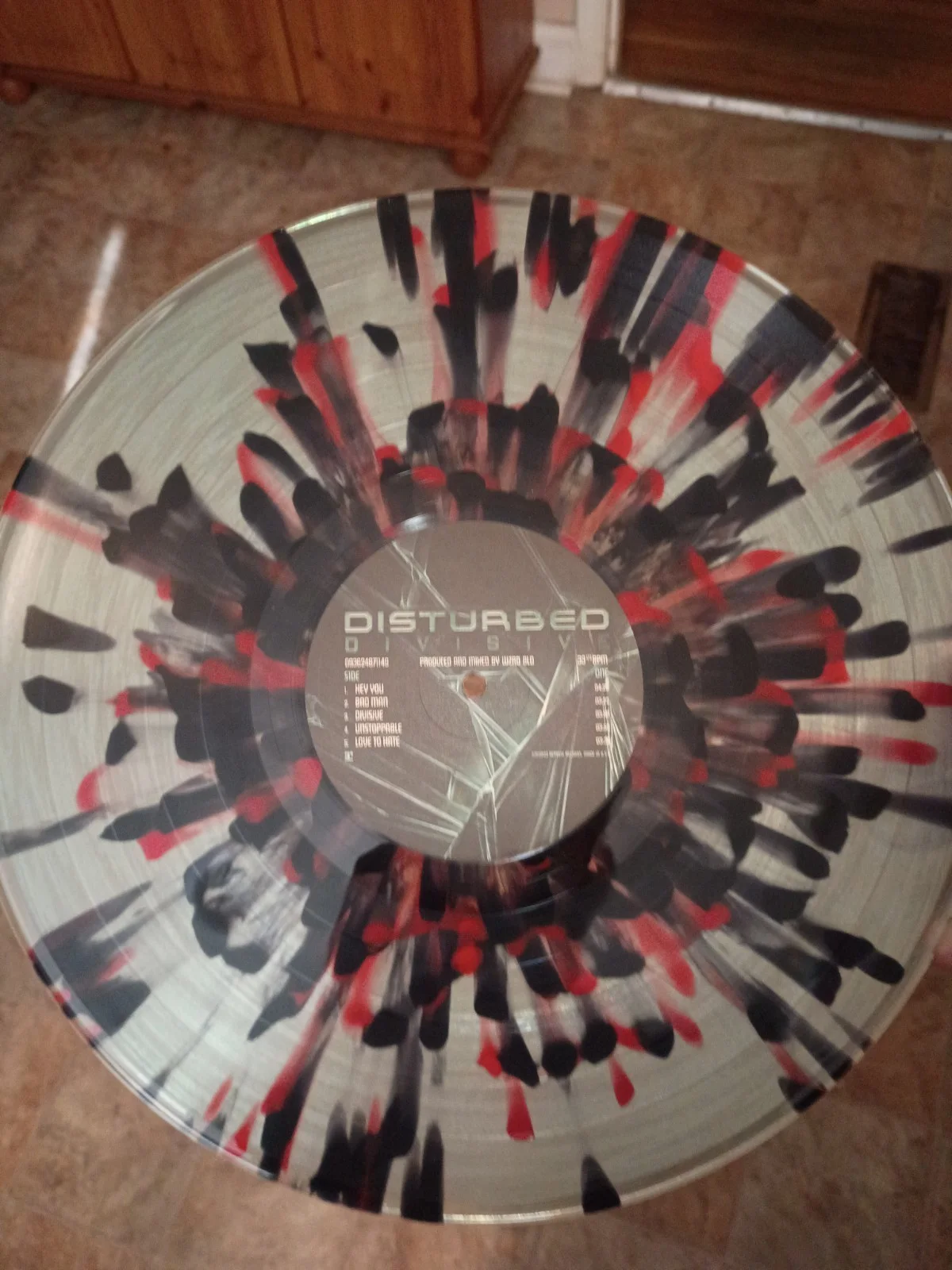 Disturbed Autographed Signed Divisive Coke Bottle Red/Black Splatter Vinyl ACOA, image 2