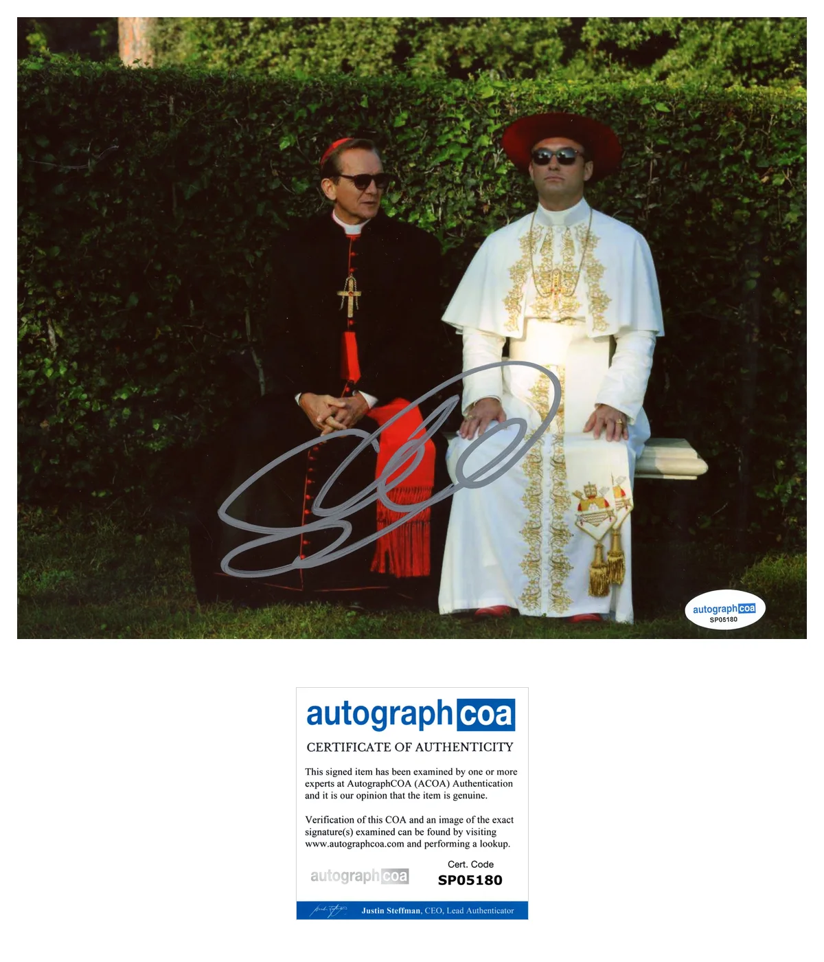 Sebastian Roché — Sebastian Roche ‘The Young Pope’ Signed 'Cardinal Michel' 8x10 Photo ACOA
