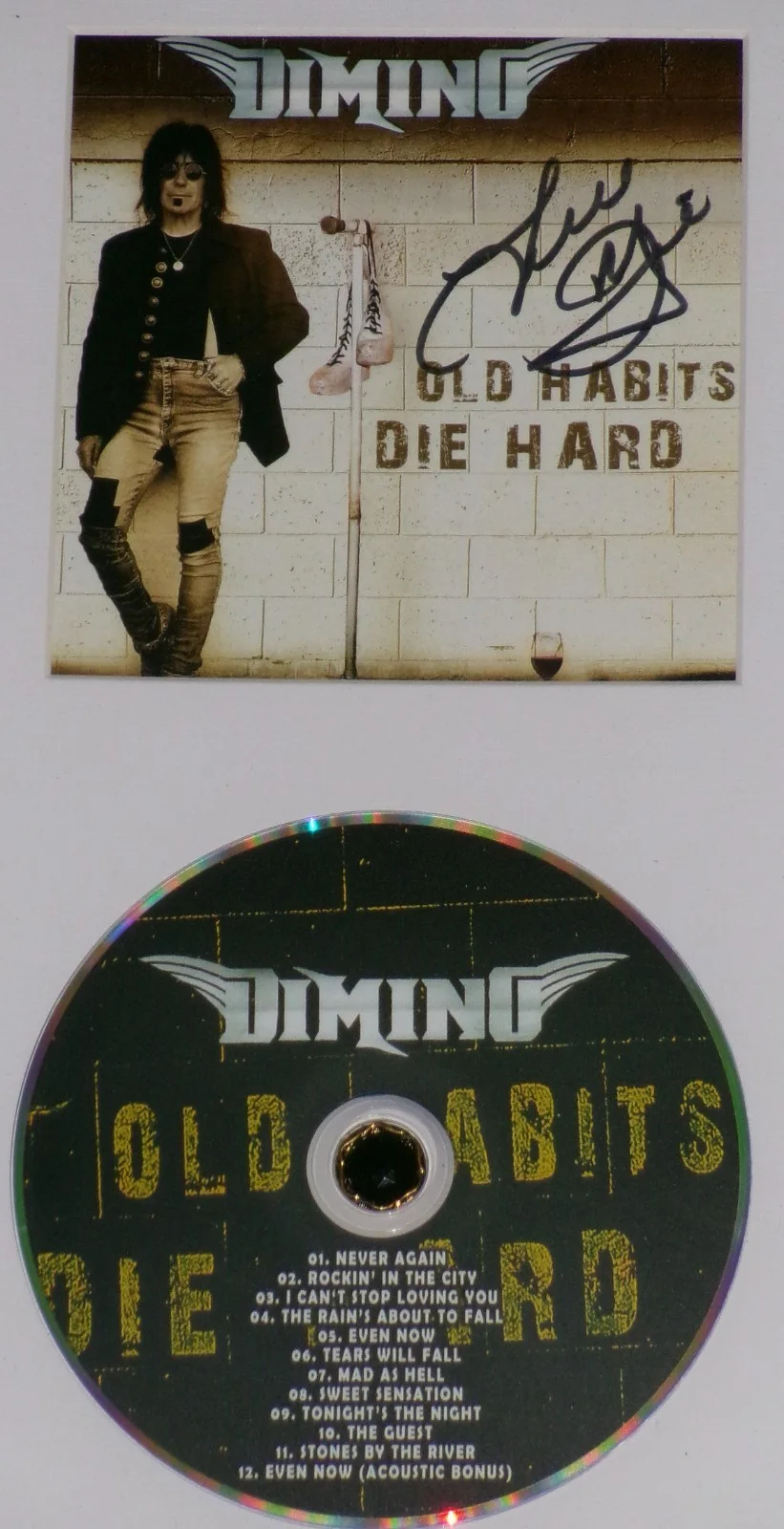 Ex Angel Singer Frank DiMino FRAMED Old Habits Die Hard SIGNED CD Cover JSA CERT, изображение 2