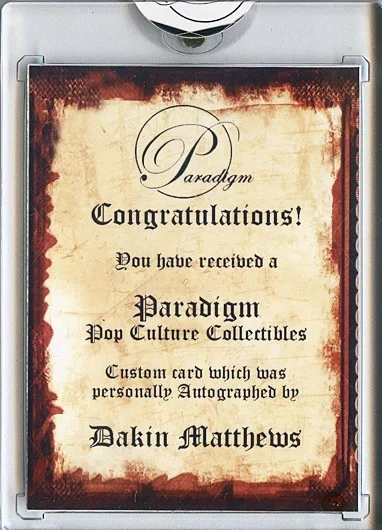 Dakin Matthews — -CHARMED- DAKIN MATTHEWS Signed/Autograph/Auto Certified TV Card, image 2
