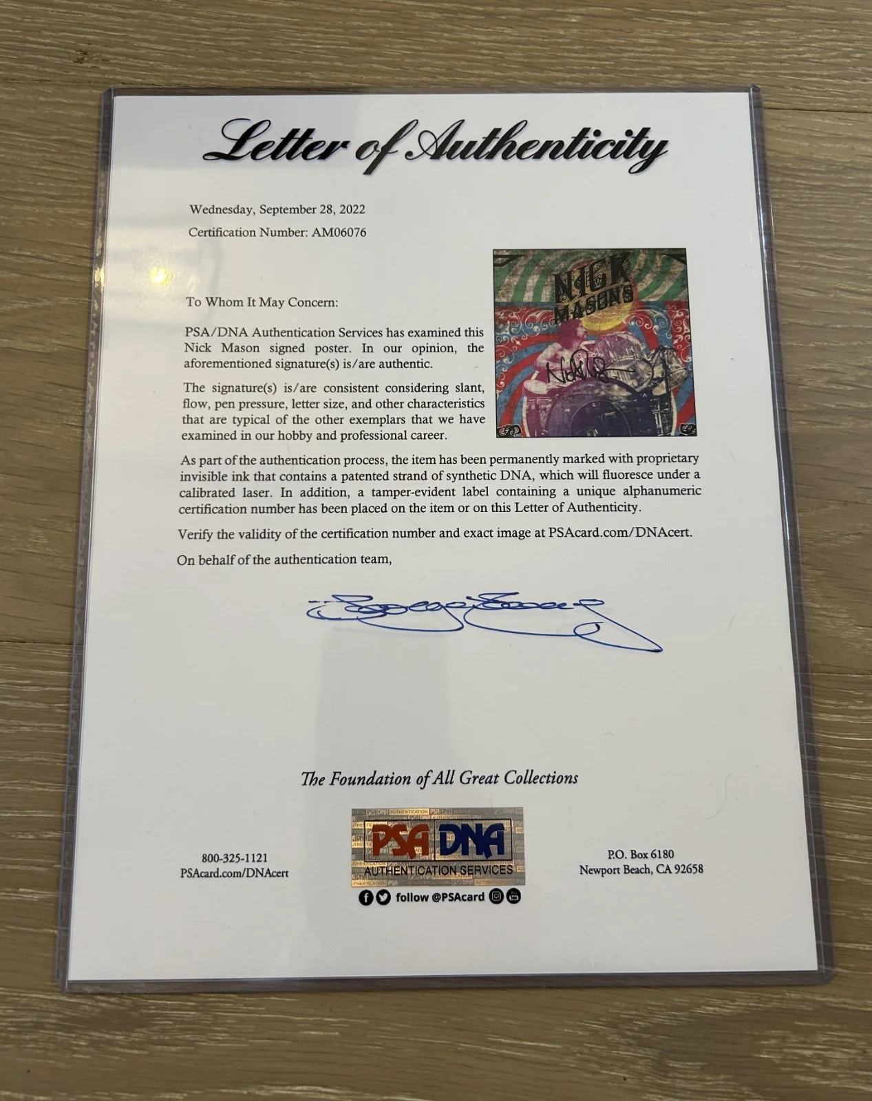 Nick Mason Signed Saucerful of Secrets Tour Poster 2019 PSA - Pink Floyd, image 3
