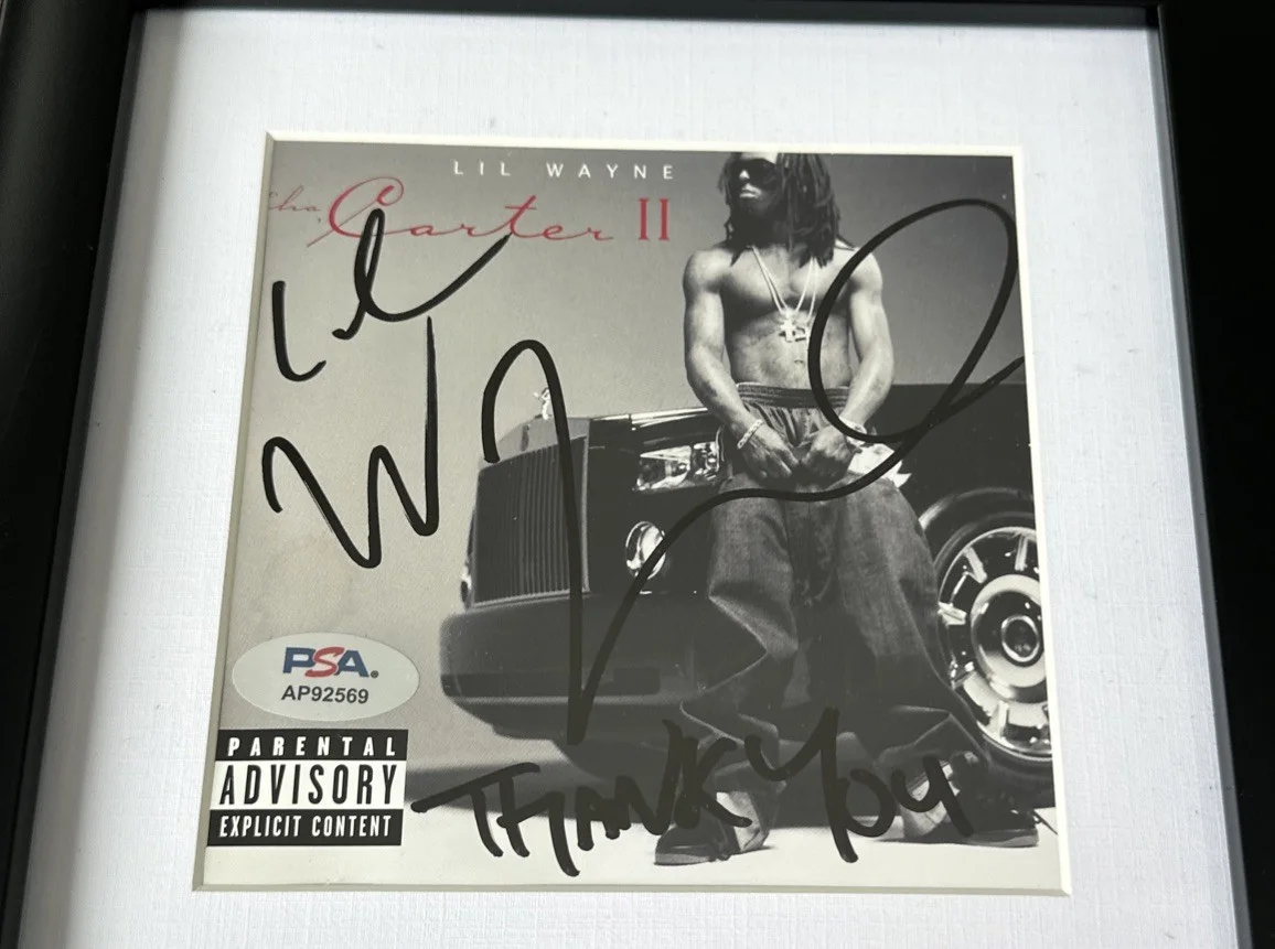 Lil Wayne Signed Tha Carter ii CD Booklet Framed Autographed PSA COA, image 2