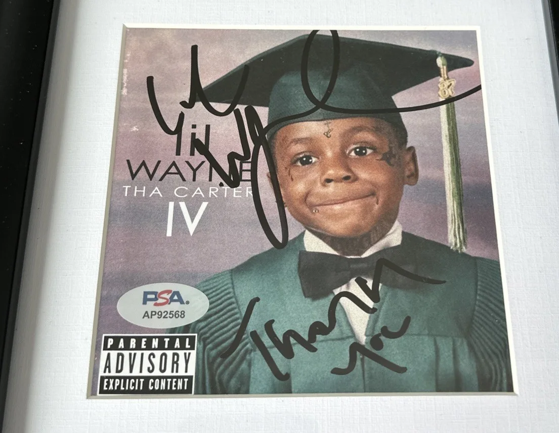 LIL WAYNE SIGNED THA CARTER IV 4 CD COVER FRAMED! PSA COA, image 2