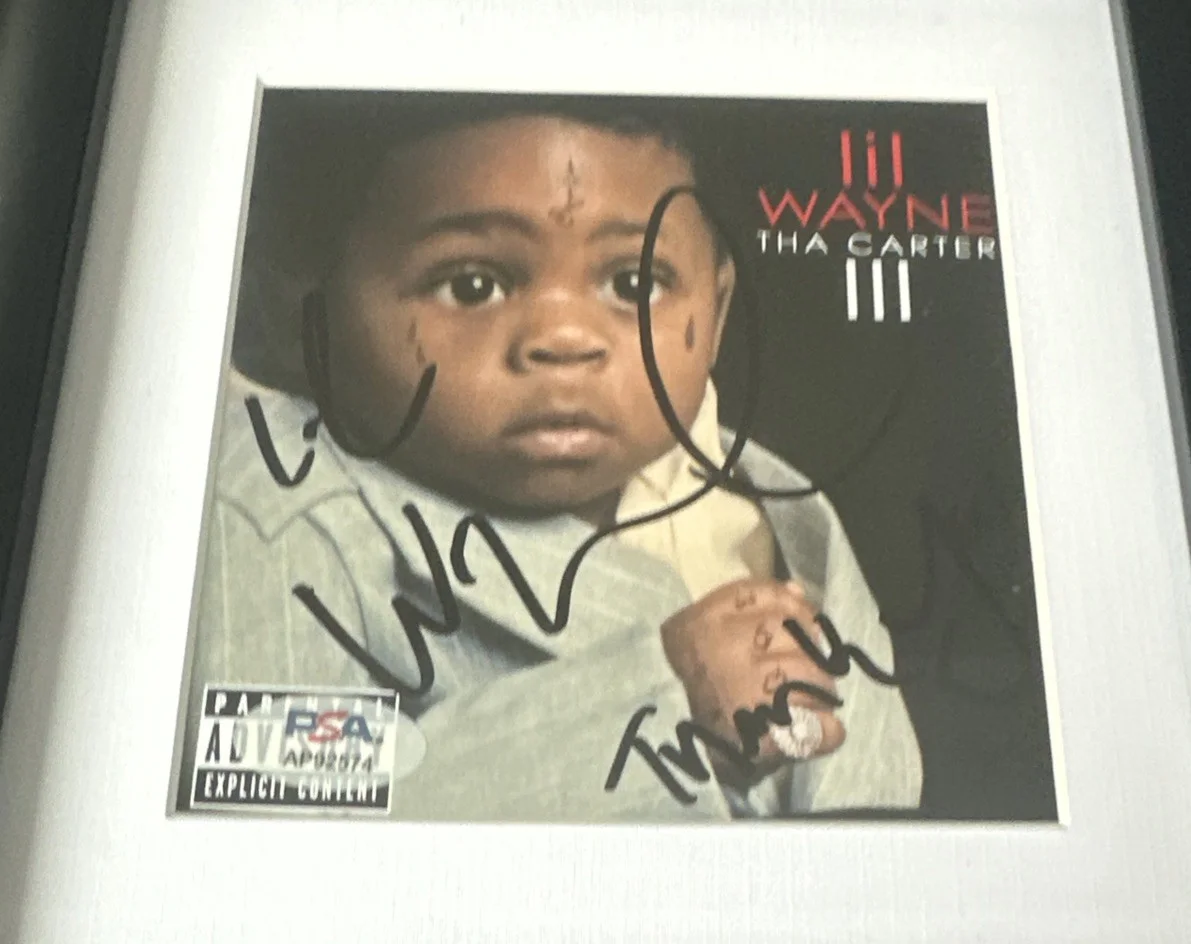 Lil Wayne Signed Tha Carter iii CD Booklet Framed Autographed Psa Coa, image 2