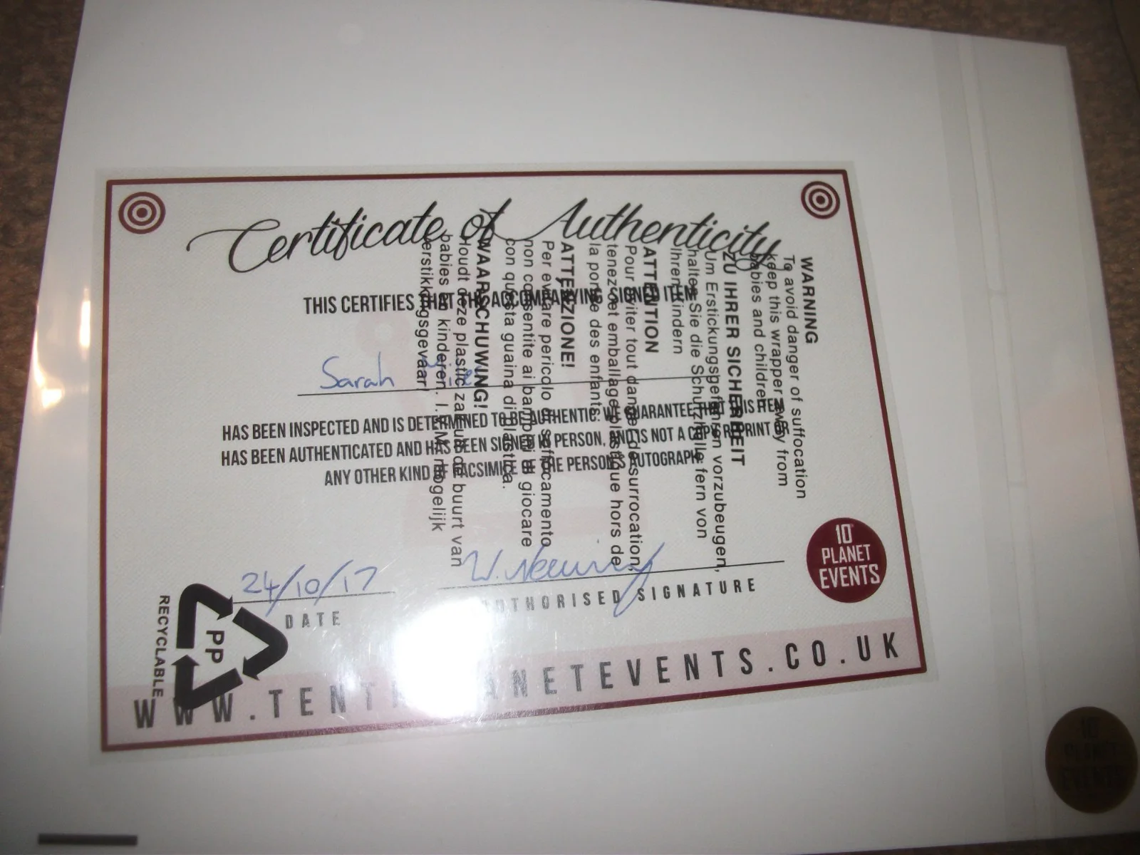 SARAH MILES SIGNED PHOTO WITH COA N O 2, image 2