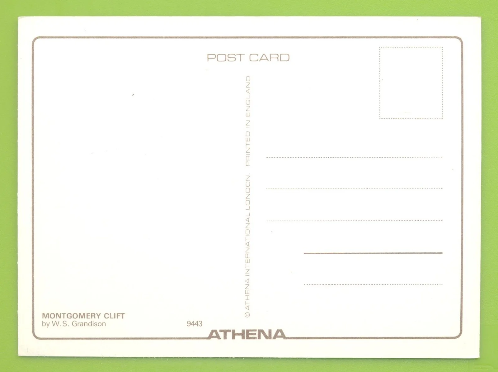 MONTGOMERY CLIFT.ATHENA POSTCARD, image 2