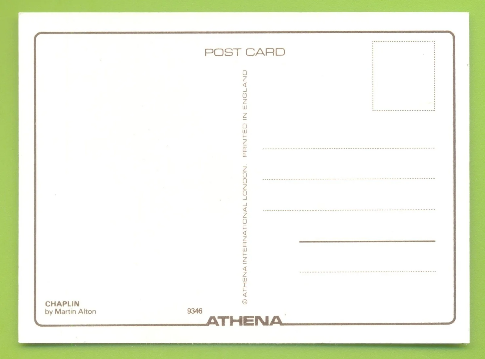CHARLIE CHAPLIN.ATHENA POSTCARD, image 2