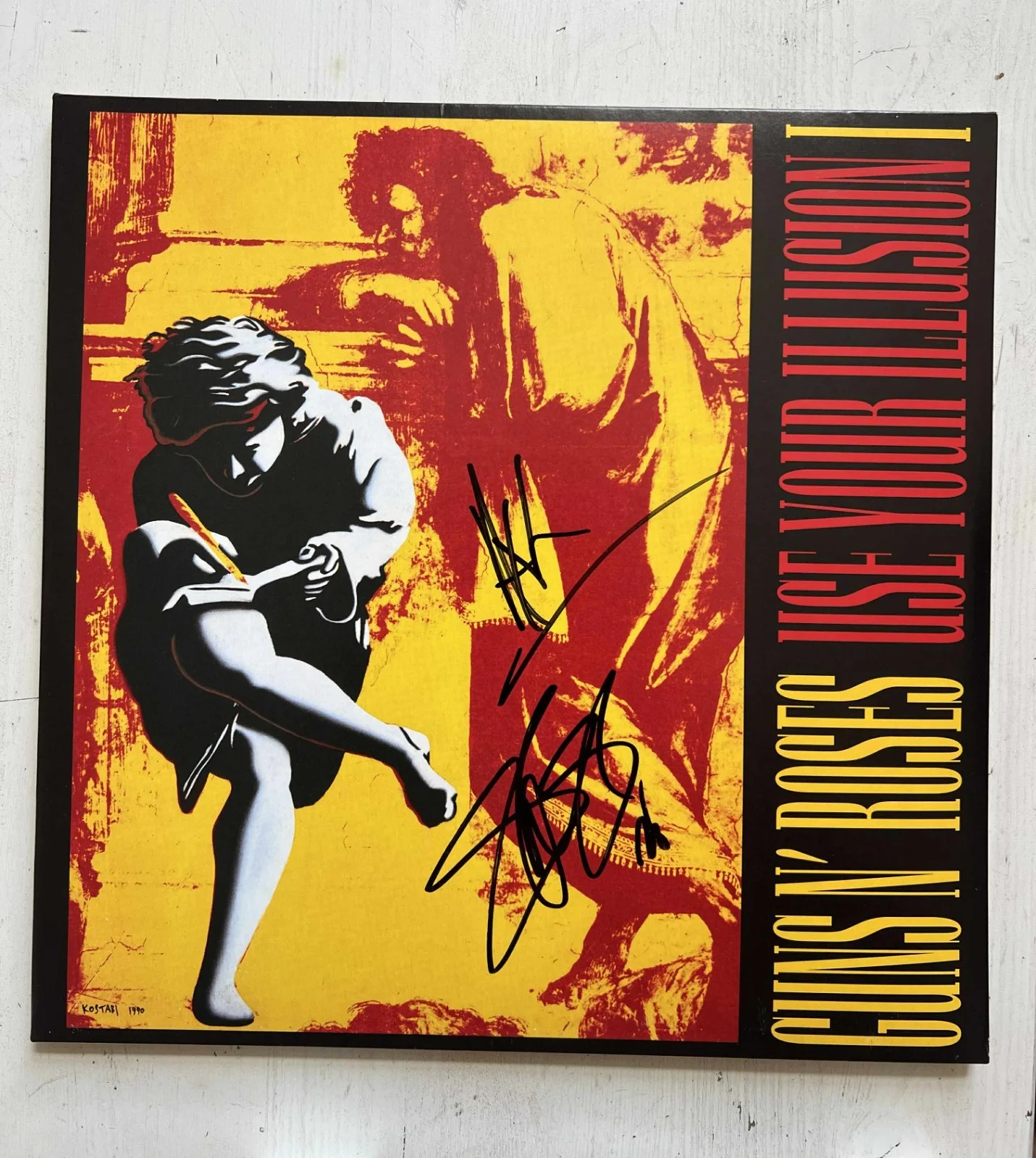 Guns N Roses Use Your Illusion I Axl Rose Slash Signed Autograph Record LP wCOA, image 3