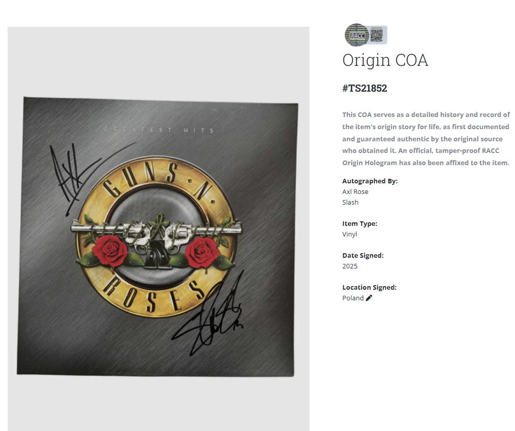 Guns N Roses Greatest Hits Axl Rose Slash Signed Autograph Vinyl Record LP wCOA, изображение 2
