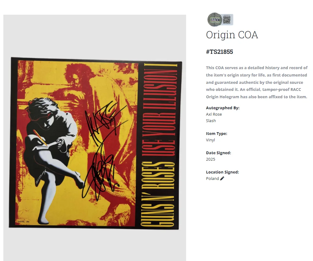 Guns N Roses Use Your Illusion I Axl Rose Slash Signed Autograph Record LP wCOA, image 2