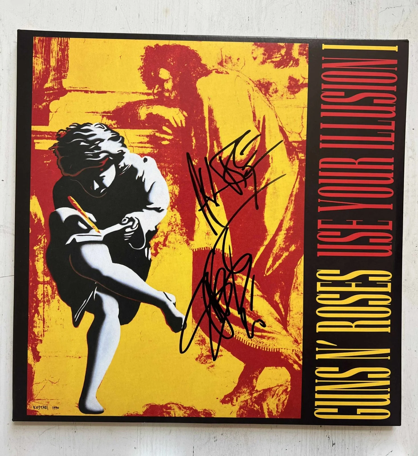 Guns N Roses Use Your Illusion I Axl Rose Slash Signed Autograph Record LP wCOA, image 3