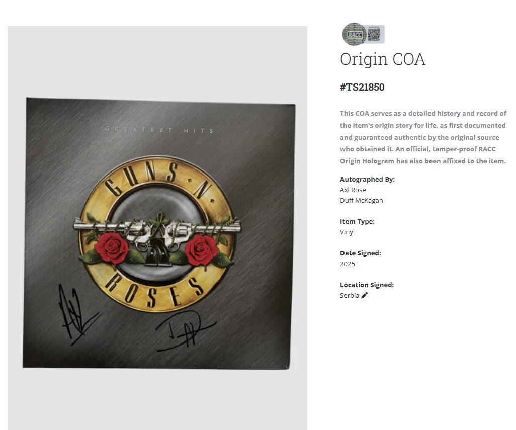 Guns N Roses Greatest Hits Axl Rose Duff Signed Autographed Vinyl Record LP wCOA, image 2