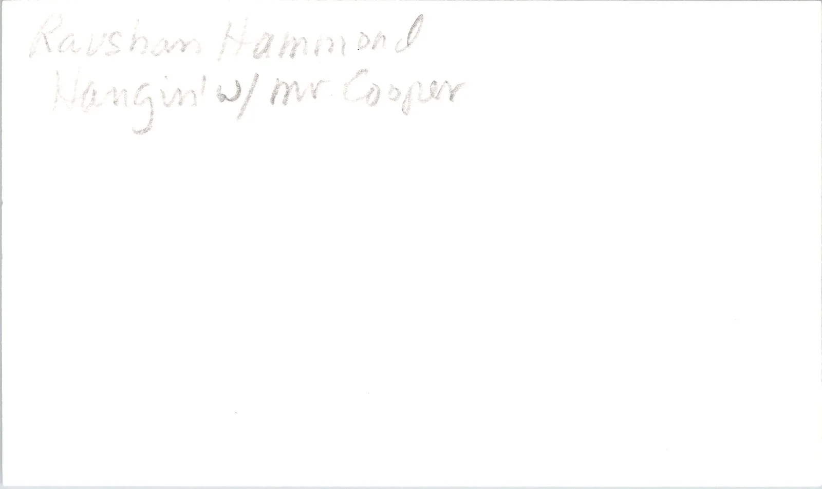 Raushan Hammond — Raushan Hammond Signed 3x5 Index Card Hangin w/Mr Cooper Autographed, изображение 2