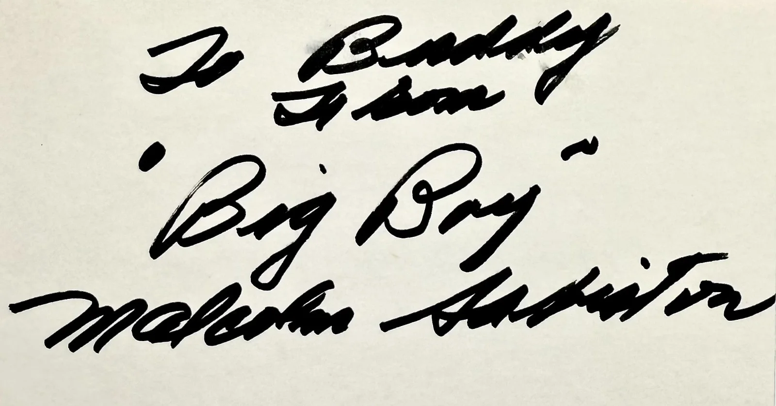 Malcolm Sebastian/ Malcolm W. Sabiston — BIG BOY MALCOLM SABISTON/ SEBASTIAN Signed Autograph 4x6 INDEX CARD CHILD ACTOR, изображение 2