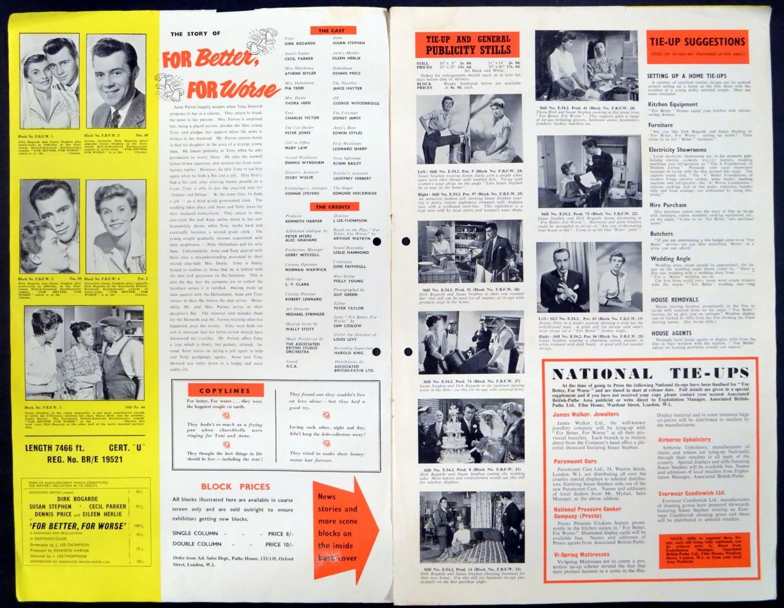 FOR BETTER, FOR WORSE 1954 Dirk Bogarde Susan Stephen Cecil Parker CAMPAIGN BOOK, image 2