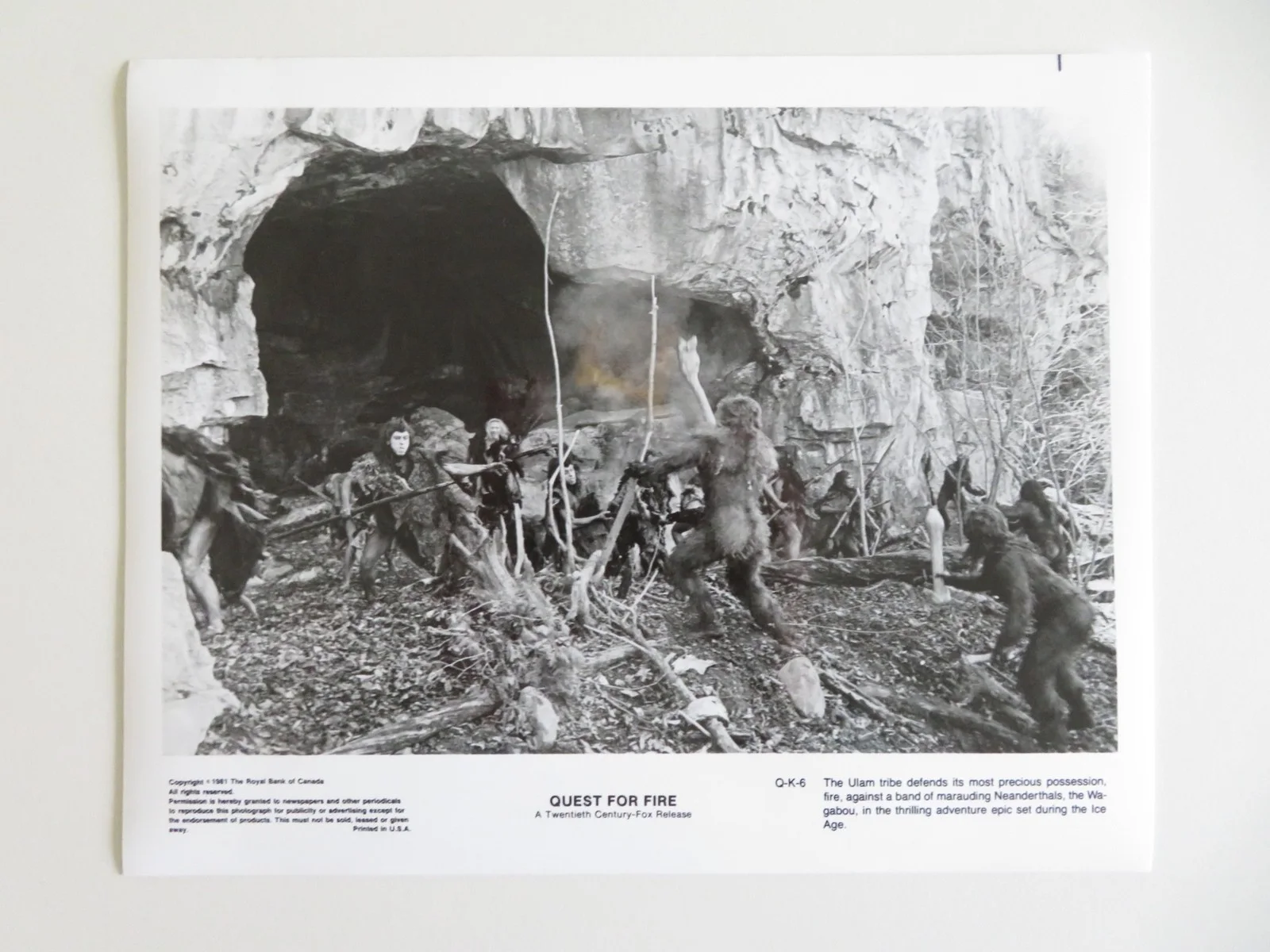 QUEST FOR FIRE MOVIE STILL PHOTO LOT OF 7 EVERETT MCGILL RON PERLMAN 1981, изображение 3
