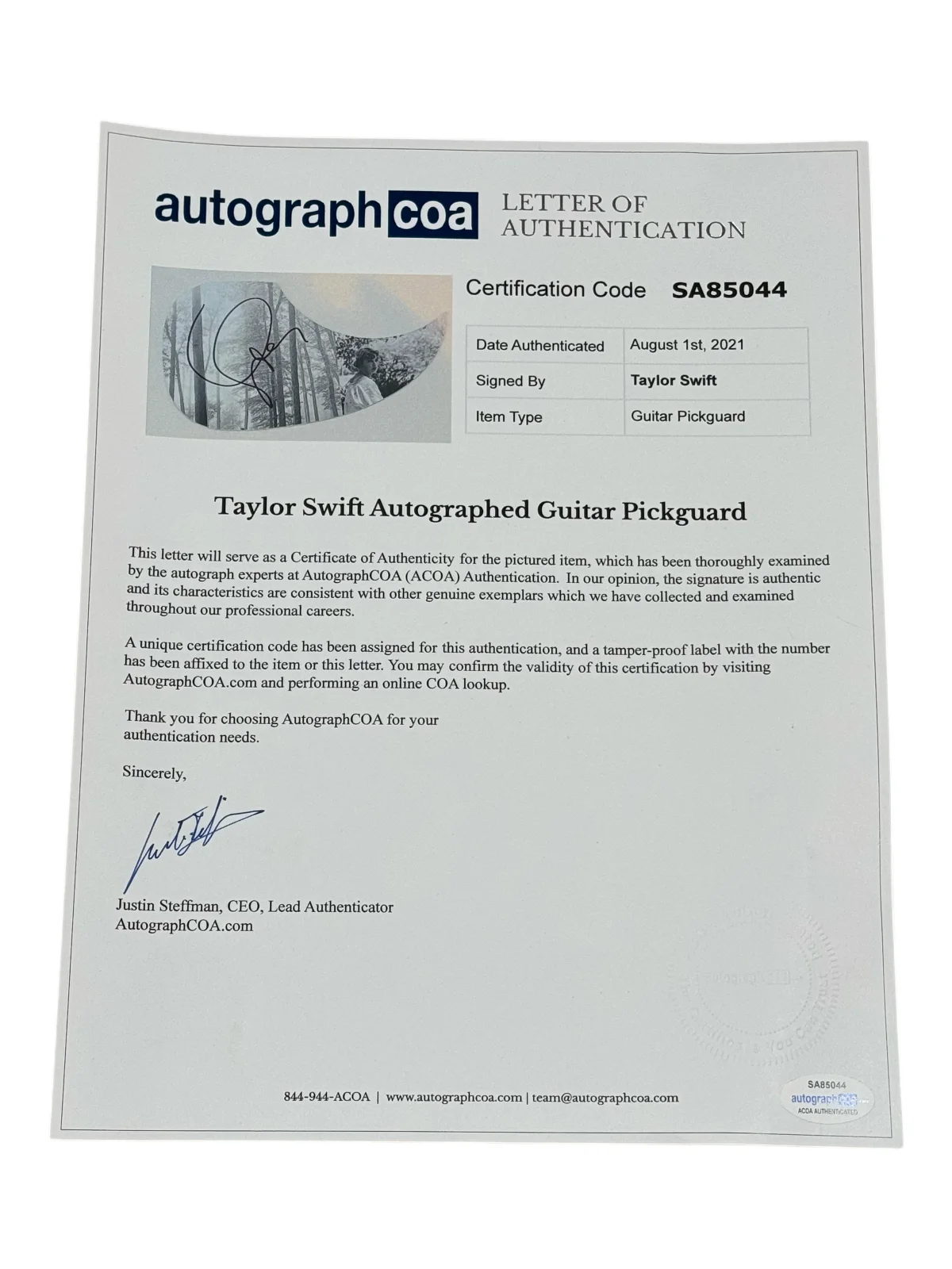 Taylor Swift Signed Autograph Full Size Acoustic Guitar Folklore 1989 TTPD ACOA, image 3
