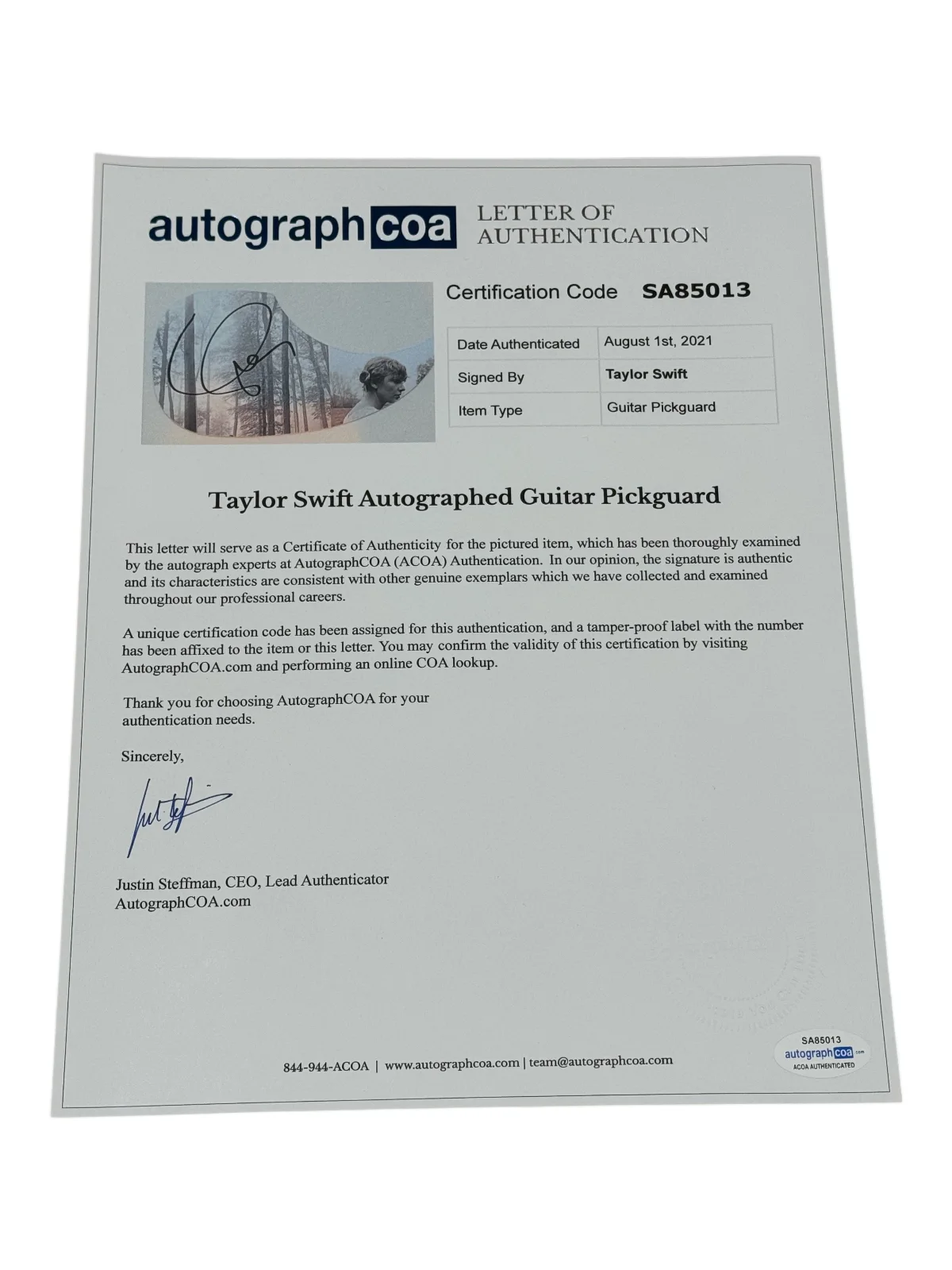 Taylor Swift Signed Autograph Full Size Acoustic Guitar Folklore 1989 TTPD ACOA, image 4