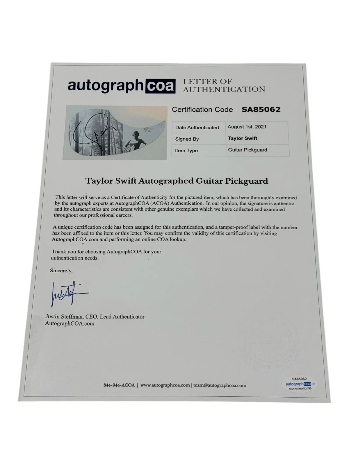 Taylor Swift Signed Autograph Full Size Acoustic Guitar Folklore 1989 TTPD ACOA, image 3