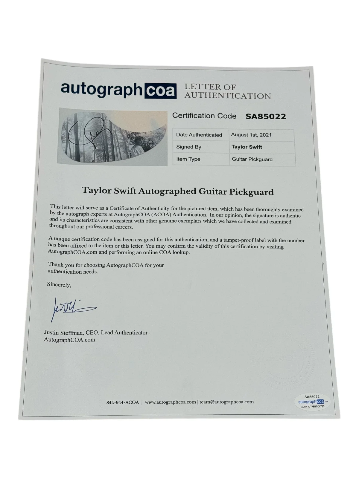 Taylor Swift Signed Autograph Full Size Acoustic Guitar Folklore 1989 TTPD ACOA, image 4