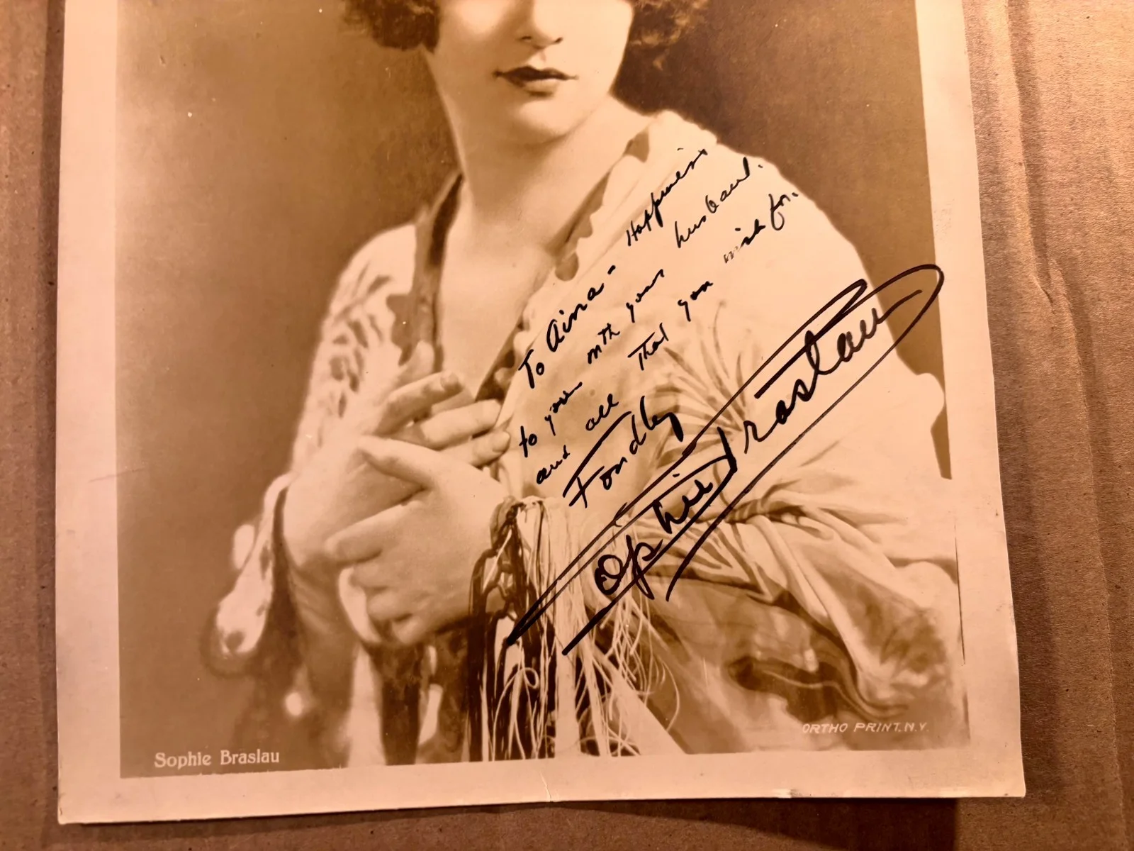 Sophie Braslau Very Rare Very Early Autographed 8/10 Photo 20s d.'35, изображение 3