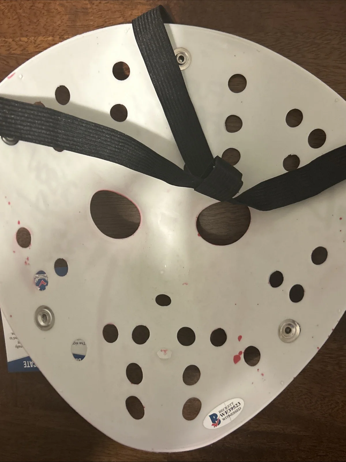 ARI LEHMAN — ARI LEHMAN SIGNED FRIDAY THE 13TH JASON VOORHEES MASK HORROR WHITE E BECKETT COA, image 2